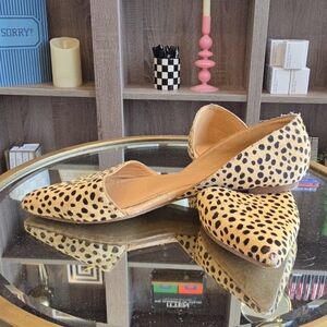 J. Crew Tan and Black Dotted Flats